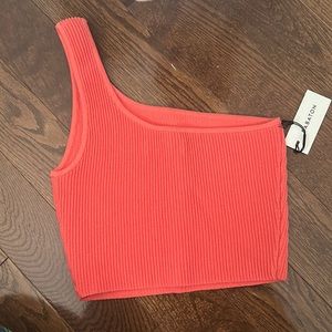 Coral one shoulder Babaton top